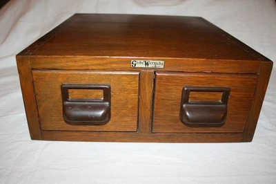 Globe Wernicke Antique Library Card Catalog File Cabinet 2 drawer - RARE FIND! - Image 1 of 4