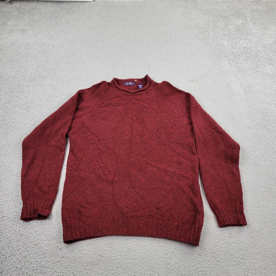 Suéter masculino J. Ashford novo de lã vintage pequeno feito na Itália pulôver vermelho - Imagem 1 de 4