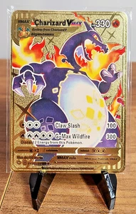 Pokemon Charizard VMAX Gold Metal Card HP 330 SV107/SV122 - Picture 1 of 2