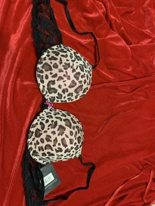 NEW 38C Bra YMI Pink Animal Print & Hot Pink Push-Up Bra NWT - Picture 1 of 6