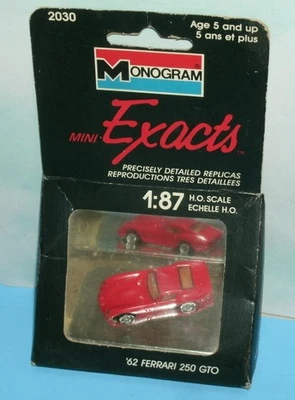 1/87 HO Scale 1962 Ferrari 250 GTO Plastic Car (1.9") Monogram Mini Exacts 2030 - Image 1 of 3