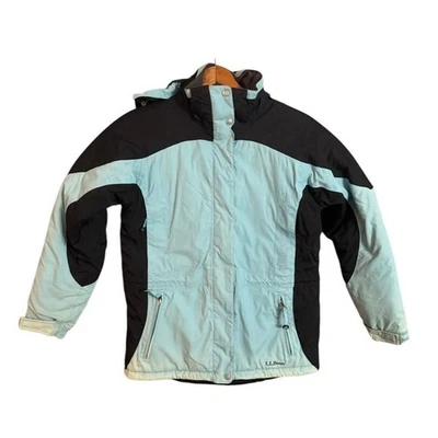 Vintage LL Bean Women's Size S Regular Light Blue Black Zip Up Insulated Jacket - Image 1 of 4