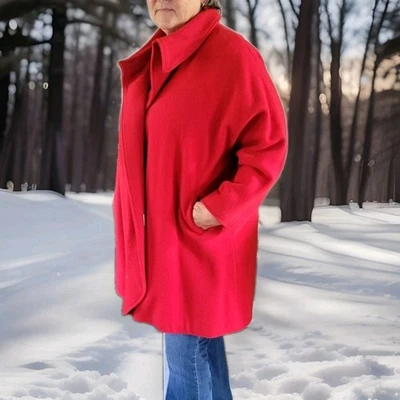 Vtg. International Scene Women's Red Wool Blend medium Coat/ Cloak Size M Lined - Image 1 of 4