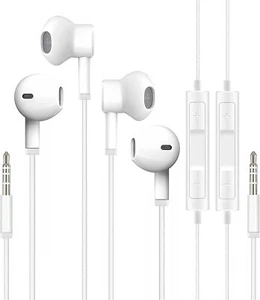 2-Pack 3.5mm Jack Headphone Wired Earbuds Headset W/ Mic For iPhone Samsung Mp3 - Picture 1 of 20