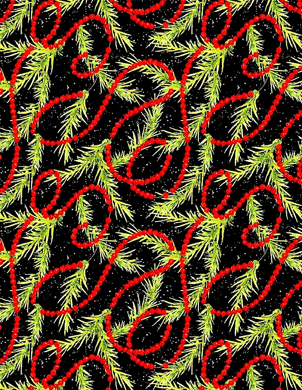 "MERRY GNOME-MENTS"#39894 973" THE GARLAND ON BLACK PRINT  FREE PATTERN - Image 1 of 1