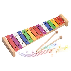 15 Note Glockenspiel Xylophone Wooden Base Colorful Bars with 2 P7G4 - Picture 1 of 5