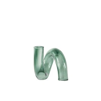 Green Whirly Glass Vase - Small Tabletop Stem Bud 12x12x12cm - Image 1 of 3