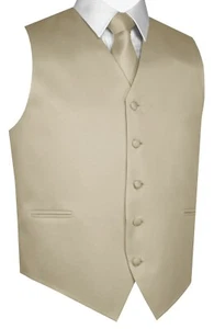 Men's Satin Tuxedo Vest, Tie and Hankie. Formal Dress Wedding Prom Homecoming - Picture 1 of 62