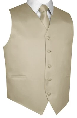 Men's Satin Tuxedo Vest, Tie and Hankie. Formal Dress Wedding Prom Homecoming - Image 1 of 4