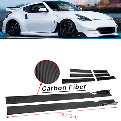 For Nissan 200SX S15 240SX 78.7'' Carbon Fiber Side Skirt Extension Lip Rocker - Imagem 1 de 4