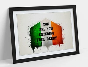FREE DERRY CORNER BANDERA IRLANDESA SPLASH, NIÑAS DERRY - IMPRESIÓN DE IMAGEN DE ARTE DE PARED ENMARCADO - Imagen 1 de 10