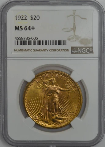 1922 $20 Saint Gaudens MS64+ NGC 945729-25 Cover