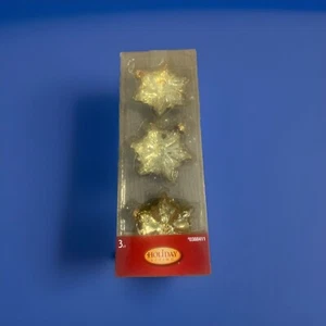 3 PCS SHATTERPROOF ORNAMENTS GOLD GLITTER HOLIDAY LIVING - Picture 1 of 2