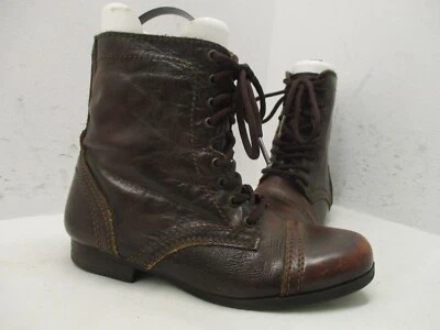 STEVE MADDEN Jtroopa коричневый кожаный молнии боя ботинки молодежный размер 2 - Изображение 1 из 4