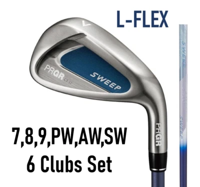 WOMENS IRON SET PRGR SWEEP (#7-#9 + PW+AW+SW) Graphite Shaft 6 LADIES CLUBS SET - Image 1 of 4