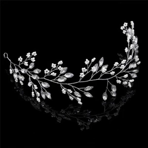 Pearl Crystal Bridal Hair Vine Wedding Headband Hair Band Accessories Headdr _t - Picture 1 of 5