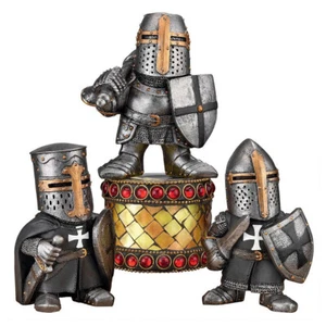 Retro Crusader Armor Knight Gnomes Guard Statues Yard Decor Garden Lawn Ornament - Picture 1 of 23