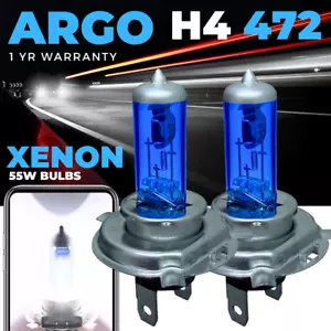 2x H4 Xenon White Super Halogen Headlight Bulbs 472 Road legal 12v 60/55w Pair - Picture 1 of 13