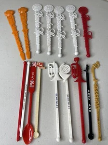 Vintage Lot of 16 Swizzle Sticks Drink Stirs Liquor Advertising IW Harper Smirn - Picture 1 of 8