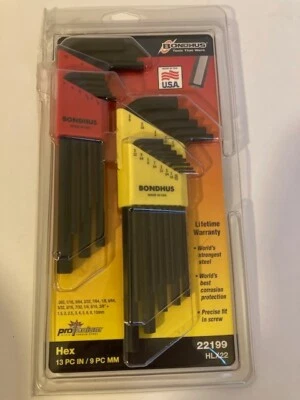 Bondhus 13pc Hex L-Wrench Set SAE Standard 22199 USA Made NEW in Box - Image 1 of 4