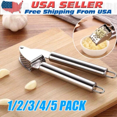 Garlic Press Crusher Squeezer Masher Mincer Stainless Steel Manual Kitchen Tool - Image 1 of 4