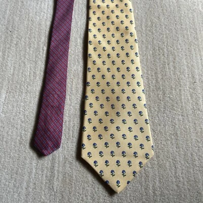 Corbata Hombre 57” Tommy Hilfiger Dorado/Rojo Azul Flor 100% Seda Foto 1 de 4