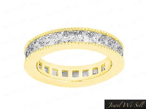 2.50Ct Princess Cut Diamond Classic Milgrain Eternity Band Ring 14k Gold I SI2 - Picture 1 of 3
