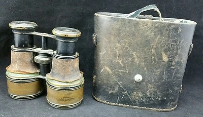 Vintage Unmarked Early 20th c Binoculars for Restoration With Case. - Image 1 of 4