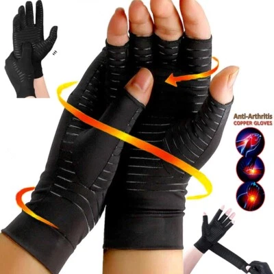 Copper Compression Gloves GYM Arthritis Carpal Tunnel Hand Support Pain Relief  - image 1 of 4
