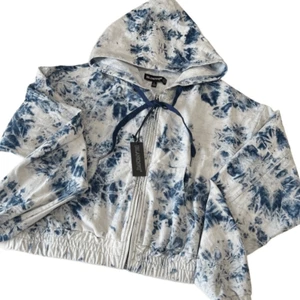 Blank NYC Blue Tie Dye Long Sleeve Zip Up Hoodie Jacket Size Large NWT - Picture 1 of 14
