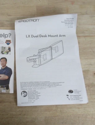 Ergotron 45-492-216 LX White Stacking Dual Monitor Adjustable Arm 13" Pole - Image 1 of 4