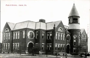 Irwin PA Public School Building c.1910 Vintage Postcard - Picture 1 of 2