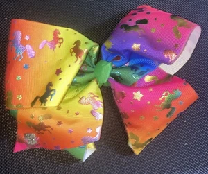 JoJo Siwa Large Jumbo Rainbow Unicorn Hair Bow. Vintage - Picture 1 of 2