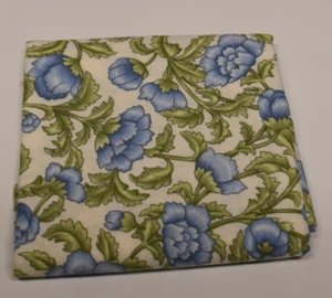 Tessuto 100% Cotone QUARTO GRASSO TESORI SENZA TEMPO blu oliva beige panna FIORE - Foto 1 di 3