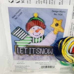 Mary Maxim Plastic Canvas Craft Kit Let it Snow Snowman Wall Hanging 11" x 13" - Picture 1 of 2