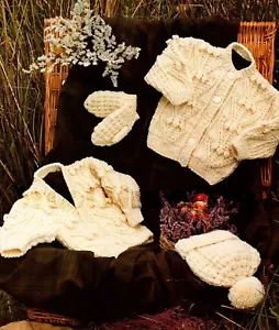 Knitting Pattern Baby/Children's Aran/Cable Cardigan, Hat & Mittens - Picture 1 of 1