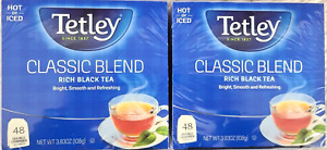 LOT OF 2 BOXES TETLEY CLASSIC BLEND RICH BLACK TEA 48 TEA BAGS HOT & ICED-M8