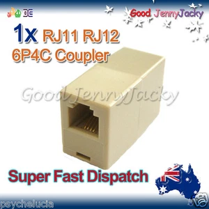 1 x RJ11 6P4C 4wire Coupler Female-F for Phone/Telephone Cable/Cord/Wire Joiner - Zdjęcie 1 z 1