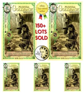 LOTE 5 X 1/2 FLORIDA ALPHA GOLDBACK AURUM 24KT GOLD FOIL BILLETE BU 1/2000 OZ - Imagen 1 de 8