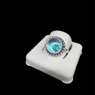 Sterling Silver Blue Cabochon Ring – Size 8 - Stamped 925 - Image 1 of 4