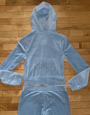 NEW! NWT JUICY COUTURE Velour OG Bling Tracksuit Set Frosted Light Blue Size S - Image 1 of 4