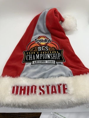 Chapéu Ohio State Buckeyes 2007 BCS National Championship Tostitos Fiesta Papai Noel - Imagem 1 de 2