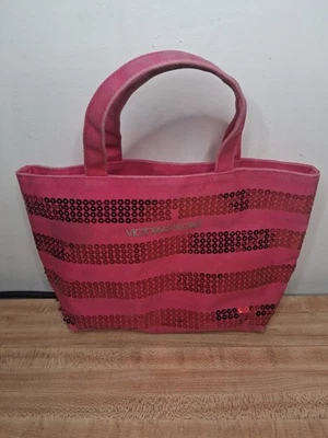 Victoria’s Secret Women's Pink Sequined Striped Weekender Tote Bag - Image 1 of 4