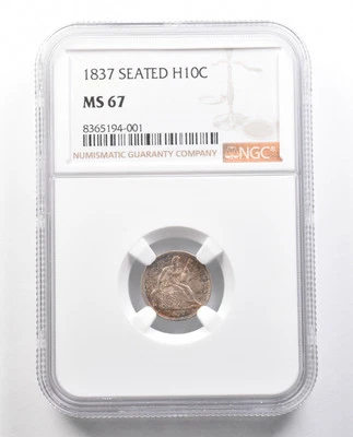 1837 Seated Liberty Half Dime MS67 NGC Beautiful Tone *4380 - Image 1 of 3
