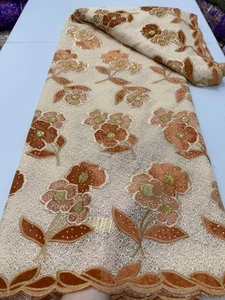 YQOINFKS Sequin Lace Swiss Voile Fabric 5 Yards Flannel Embroidery With Stones - Picture 1 of 17