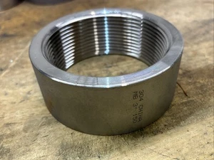 NEW 3" 304 Stainless Steel MB NPT Threaded Coupling, 1-11/16" Long, 3/8” Thick - Picture 1 of 3