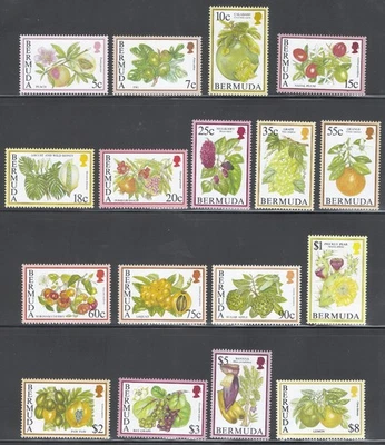Bermuda Mint NH Sc# 668/684 SG# 702A/718A complete flowering fruit set 1994-1995 - Image 1 of 2
