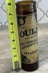 OUIJA BOARD Candle Halloween Mystical Ghost Amber Glass Tall NEW Spencer’s Gifts - Picture 1 of 7