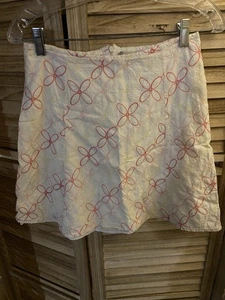 Antigua Falda Bordada Flor Azul Marino Talla 12 Niñas Blanca Amarilla Rosa Ligera - Imagen 1 de 4