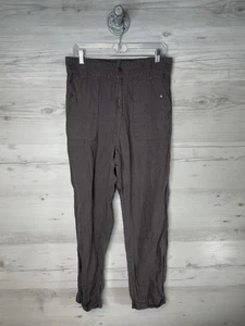 Tahari Hose Damen Large grau 100 % Leinen elastischer Bund spitz zulaufend Knöchel Reißverschluss Hosenschlitz - Bild 1 von 10